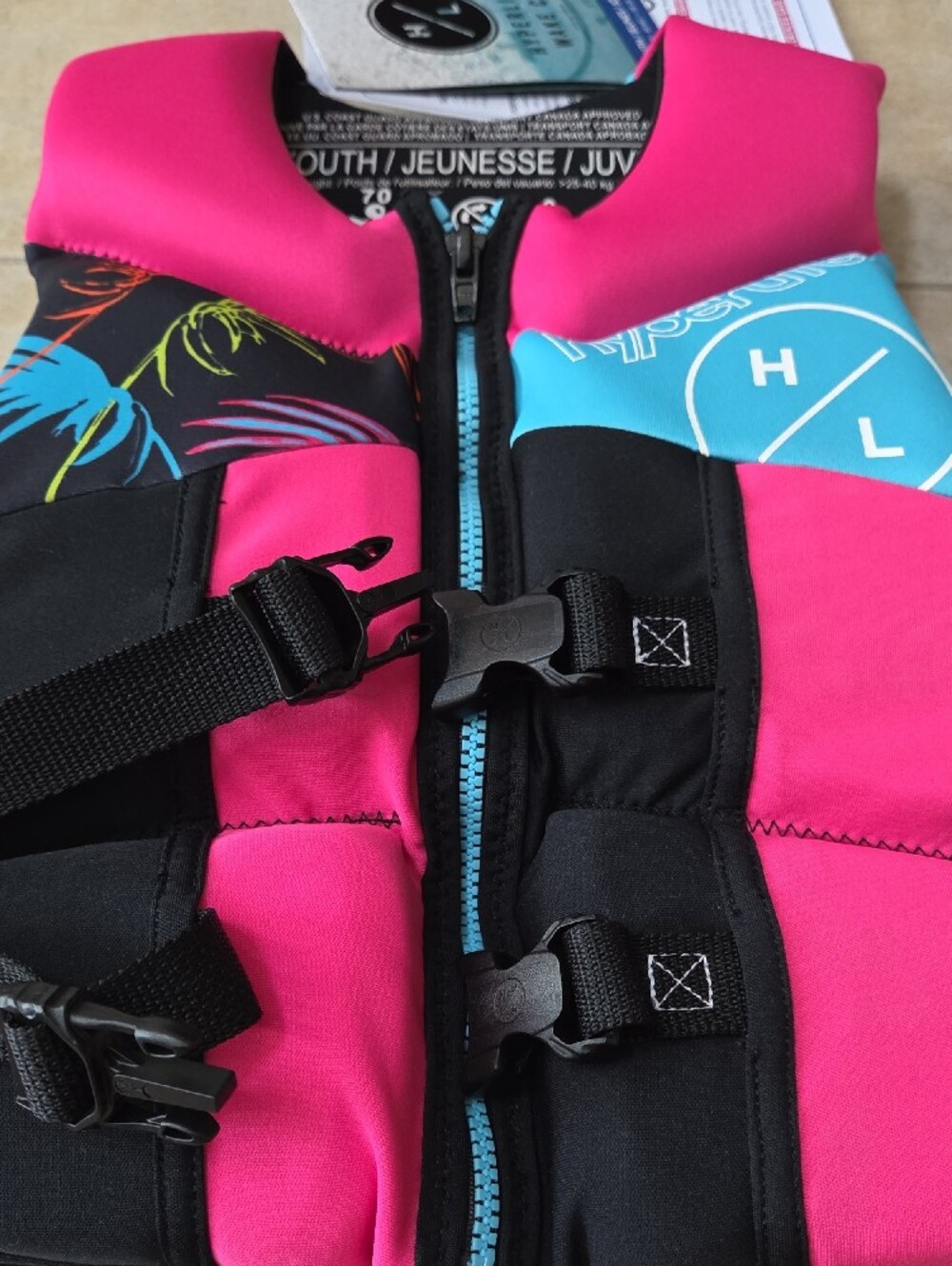 Hyperlite Kids' Pink & Blue Life Jacket - Youth Swim Vest - Picture 9 of 9
